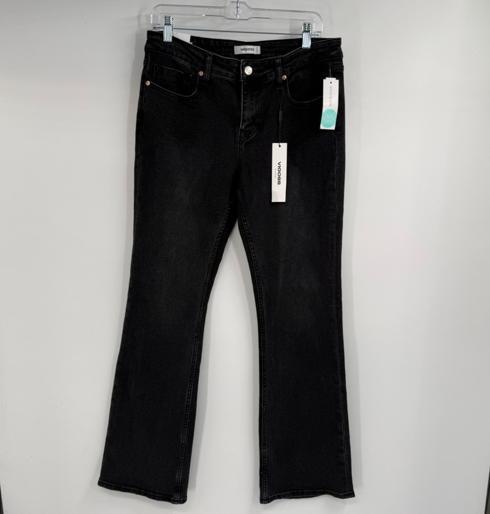 NWT Vigoss Jagger Bootcut Jeans Womens 30 Black Mid Rise Stretch Denim Zip Fly